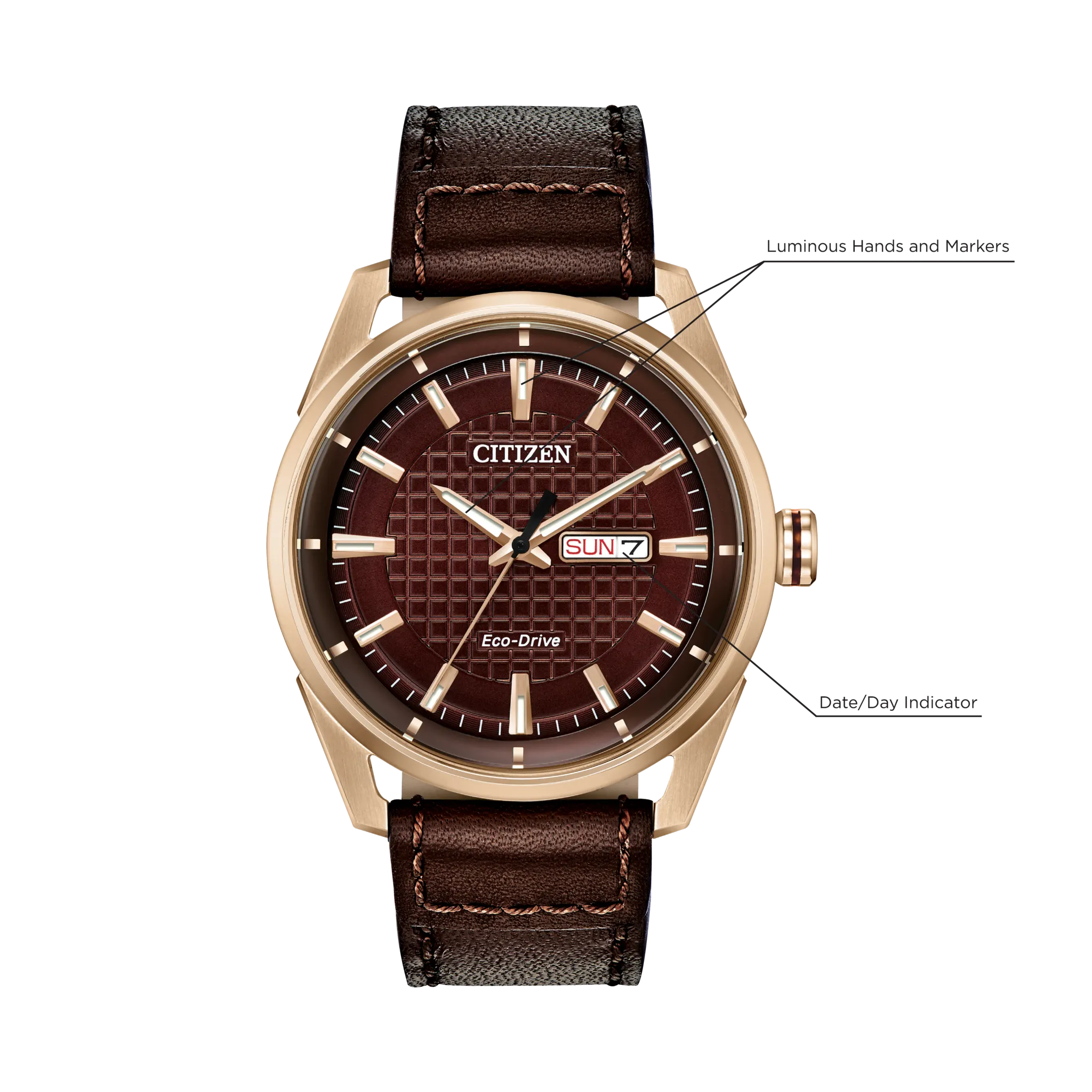 Citizen CTO Eco-Drive Rose Gold Brown Dial Stainless Steel Watch
